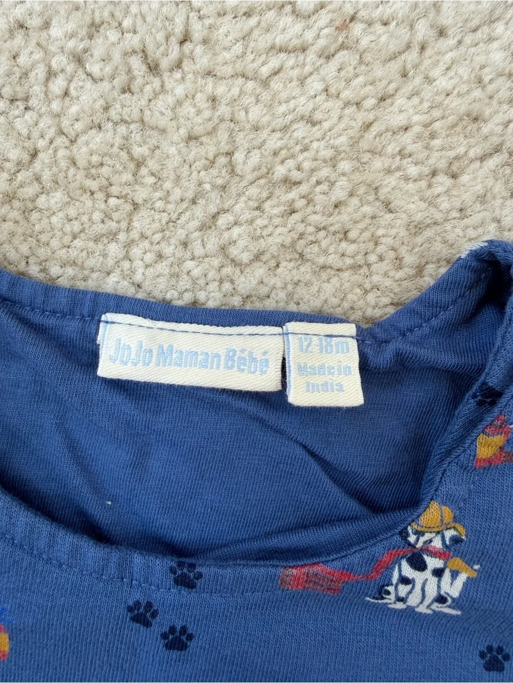 Jojo Maman Bebe Size 12-18 Months Dalmatian Dog Fire Hose Blue Overalls